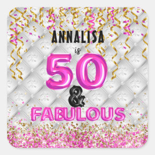 Roze Goud 50 Fantastische 50ste Verjaardag Vierkante Sticker