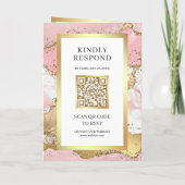 Roze Goud Agate Marmeren QR Code Foto Bruiloft (Achterkant)