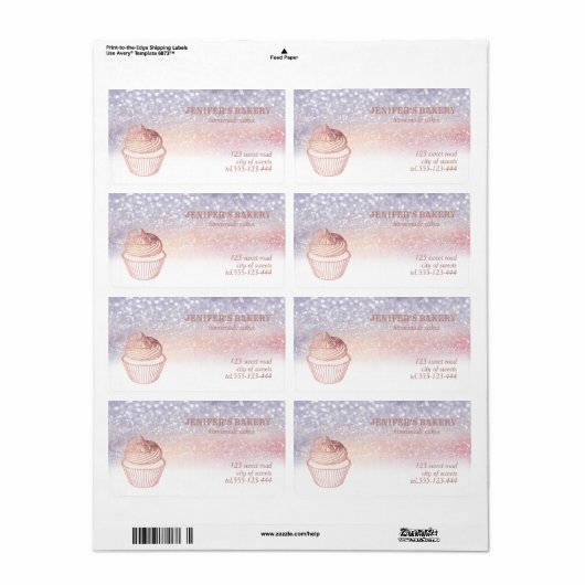 Roze goud Ambachtelijke cupcakes en verpakkingen Etiket (Full Sheet)