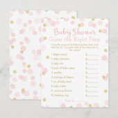Roze & Goud Baby shower Raad de prijs Game Kaart (Voorkant / Achterkant)