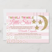 Roze Goud baby shower uitnodiging meisje kleine st (Voorkant)