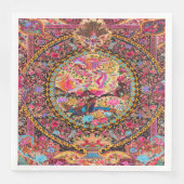 Roze Goud Blauw Perzische Bloemen Pauw Decoupage Servet (Voorkant)
