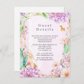 Roze & Goud Bloemen Geometrische Bruiloft Gast Det Informatiekaartje (Voorkant / Achterkant)