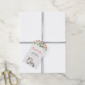 Roze Goud Bloemen Koe Meisje Baby shower Dank u Cadeaulabel (Met Touw)