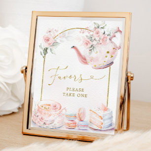 Roze Goud Bloemen Vrijgezellenfeest Tea Party Favo Poster