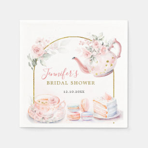 Roze Goud Bloemen Vrijgezellenfeest Tea Party Papi Servet