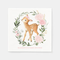 Roze Goud Bloemen Woodland Herten Fawn Baby shower