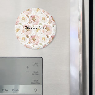 Roze Goud Bloemendesign Magneet