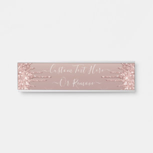 Roze Goud Blozen Glitter Glans Drips Aangepaste Te Deurbordje