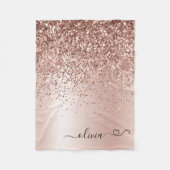 Roze Goud - Blozende Roze Glitter Metaal Monogram Fleece Deken (Voorkant)
