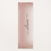 Roze Goud - Blozende Roze Glitter Metaal Monogram  Yogamat (Voorkant)