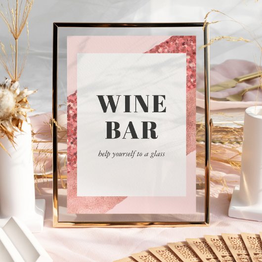 Roze Goud, Blush & Paillet Bruiloftsfeest Wijnbar Poster