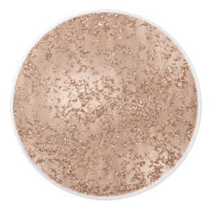 Roze Goud Blush Roze Glam Glitter Kraak Chic Keramische Knop