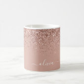 Roze Goud - Blush Roze Glitter Glans Naam Koffiemok (Center)