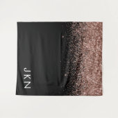Roze Goud Blush Roze Glitter Monogram Beginletters Wandkleed (Voorkant (horizontaal))