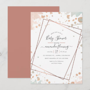 Roze Goud & Blush Roze Schilder Geometrische Baby Kaart