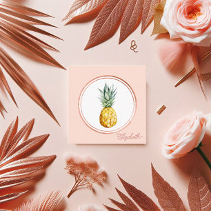 Roze Goud Blush Roze Tropische Feest Planner Vierkante Visitekaartje