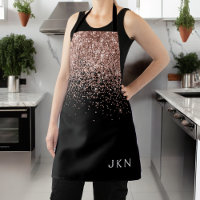 Roze Goud Blush Roze Zwarte Glitter Monogram Jonge