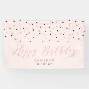 Roze Goud & Blush Zeshoek Confetti Verjaardag Spandoek