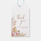Roze Goud Boho Bloemen Pampas Grass Vrijgezellenfe Cadeaulabel (Voorkant)