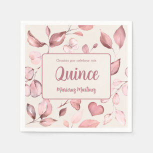 Roze Goud Botanisch Ivoor Quinceañera Servet