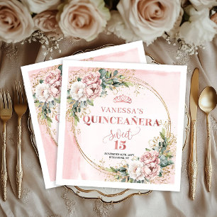 Roze Goud Botanische Quince servetten