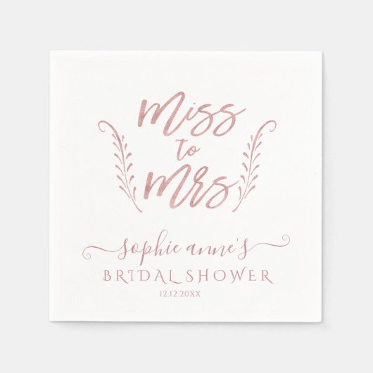 Roze Goud Calligraphy Bruidsfeest Jonggezellenfees Servet (Voorkant)