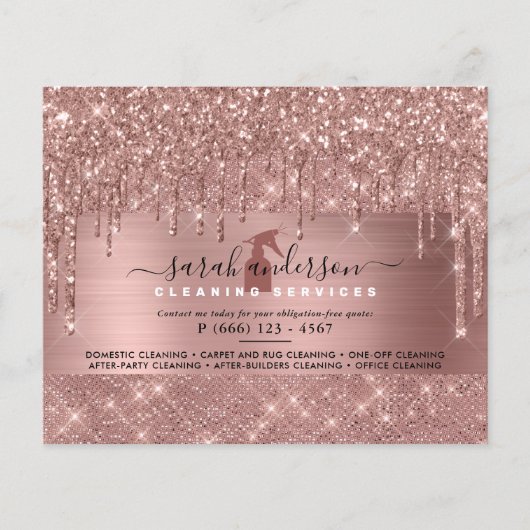 Roze Goud Chic Schoonmaak Diensten Flyer (Voorkant)