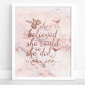 Roze Goud Citaat Ze Geloofde Dat Ze Het Kon Dus Ze Poster