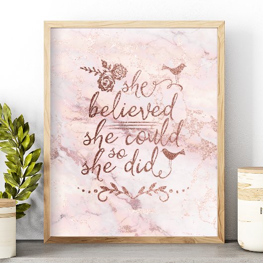 Roze Goud Citaat Ze Geloofde Dat Ze Het Kon Dus Ze Poster