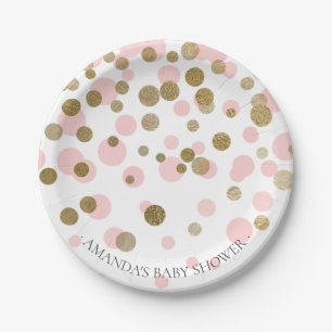 Roze & Goud Confetti Baby shower 7" Bord