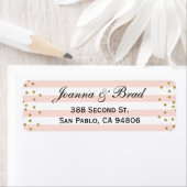Roze Goud Confetti retour adres label bruiloft (Insitu)