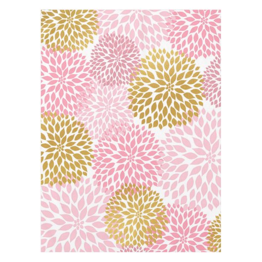 Roze Goud Dahlia bloemen tafelkleed (Voorkant)