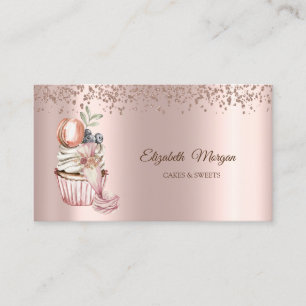 Roze goud diamanten, Cupcake, Snoepjes, Bakkerij T Visitekaartje