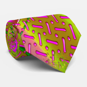 Roze & Goud Dichroic Fused Glass Fractal Stropdas