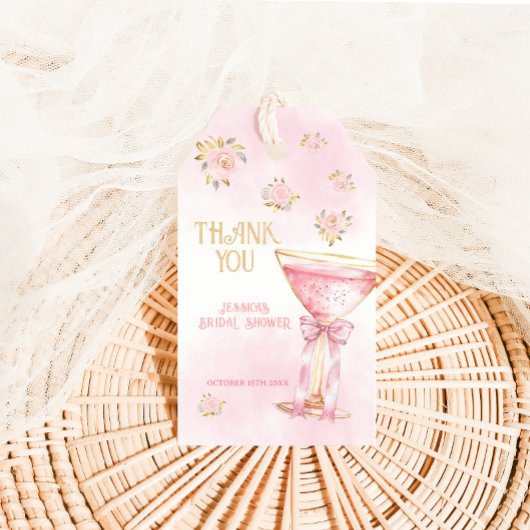 Roze Goud Elegante Bloemen Bruiloft Dank Je Cadeaulabel