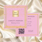 Roze goud elegante logo QR code Vierkante Visitekaartje