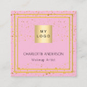Roze goud elegante logo QR code Vierkante Visitekaartje (Voorkant)