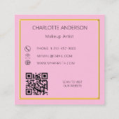 Roze goud elegante logo QR code Vierkante Visitekaartje (Achterkant)