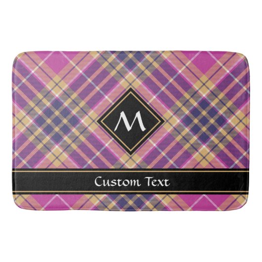 Roze, goud en blauwe tartan badmat (Voorkant)