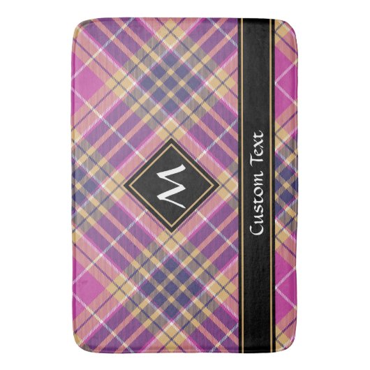 Roze, goud en blauwe tartan badmat (Voorkant Verticaal)