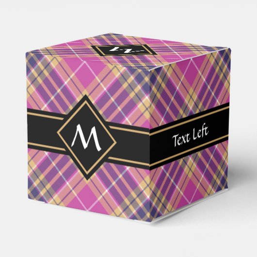 Roze, goud en blauwe tartan bedankdoosjes (Achterkant)