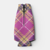 Roze, goud en blauwe tartan flesjeskoeler (Achterkant)