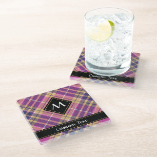 Roze, goud en blauwe tartan glazen onderzetter