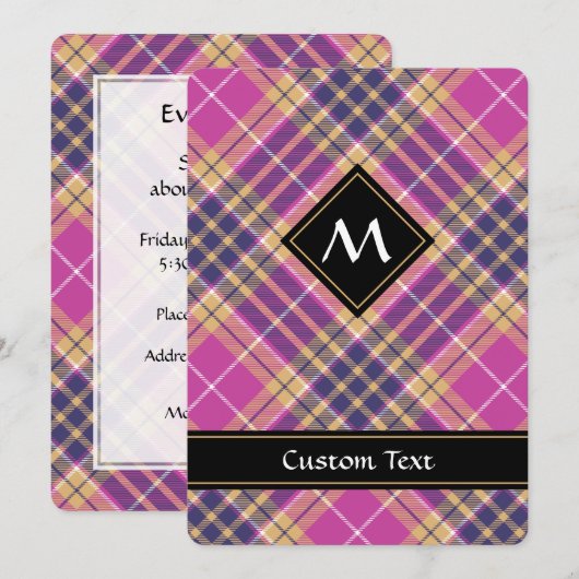 Roze, goud en blauwe tartan kaart (Voorkant / Achterkant)