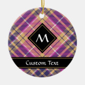 Roze, goud en blauwe tartan keramisch ornament (Voorkant)