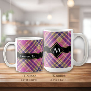 Roze, goud en blauwe tartan koffiemok