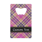 Roze, goud en blauwe tartan kredietkaart flessenopener (Achterkant)