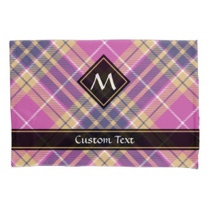 Roze, goud en blauwe tartan kussensloop