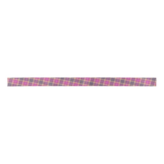 Roze, goud en blauwe tartan lint (Voorkant)